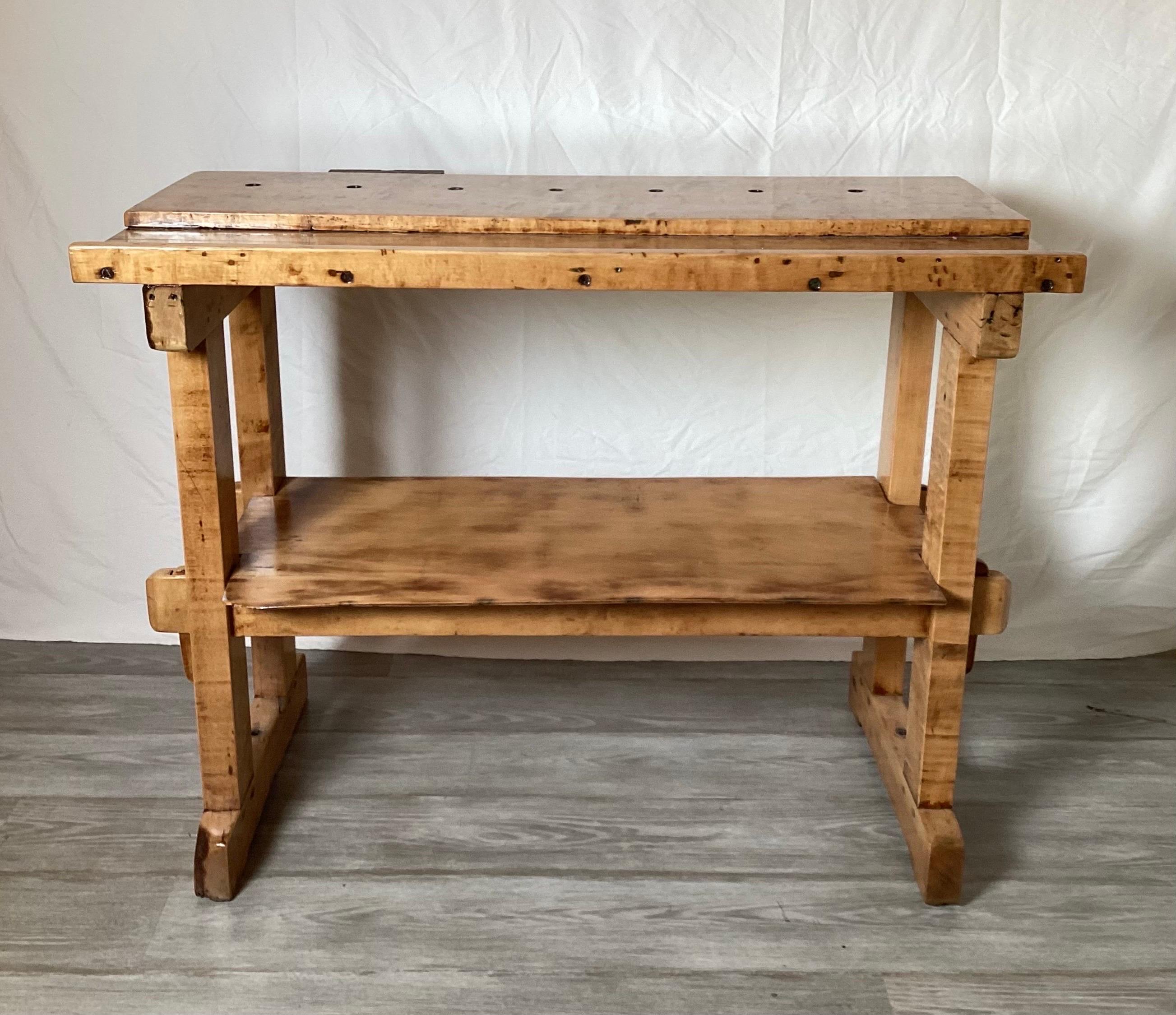 Industrial Early 20th Century Solid Maple Work Table For Sale