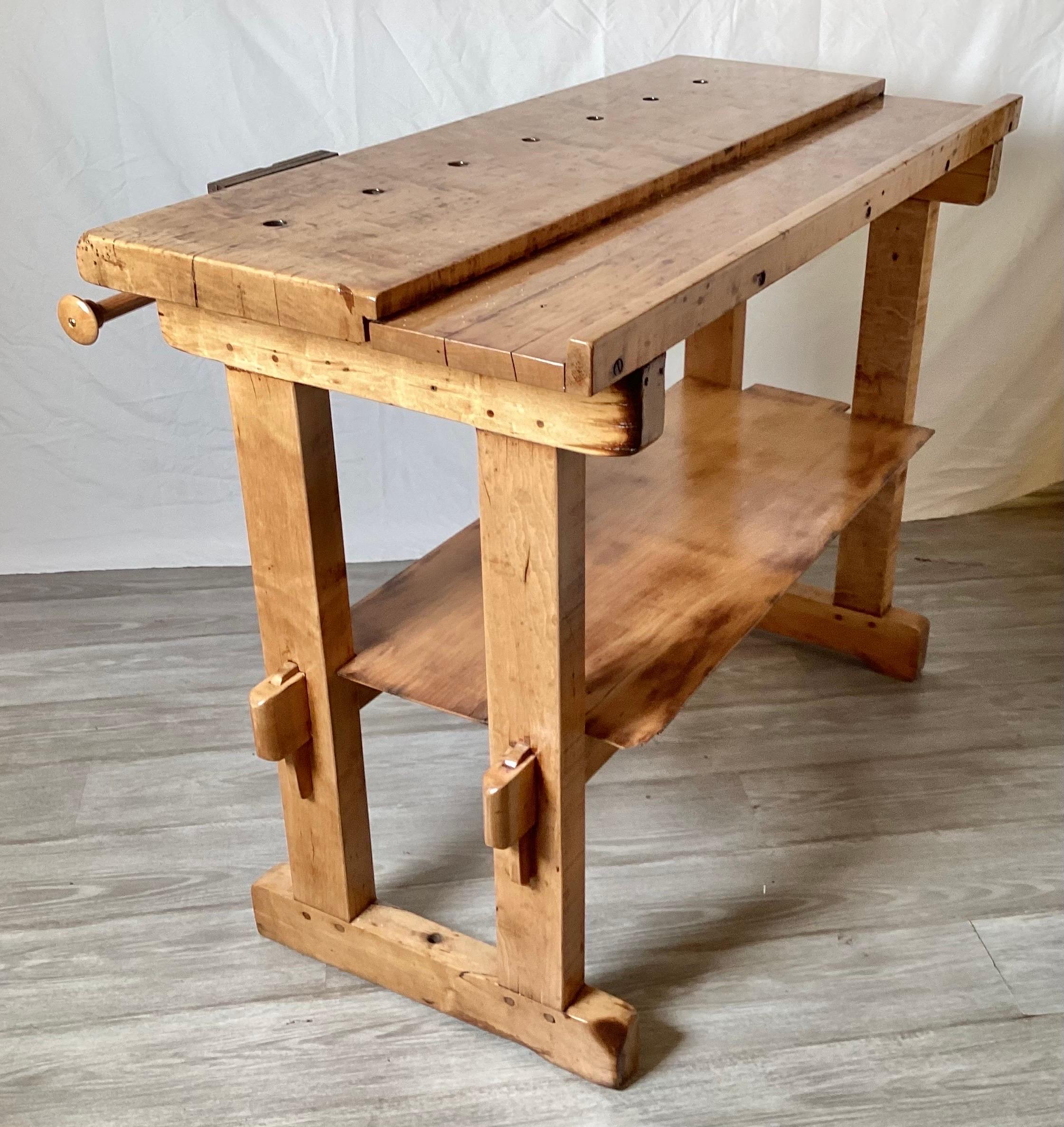 American Early 20th Century Solid Maple Work Table For Sale