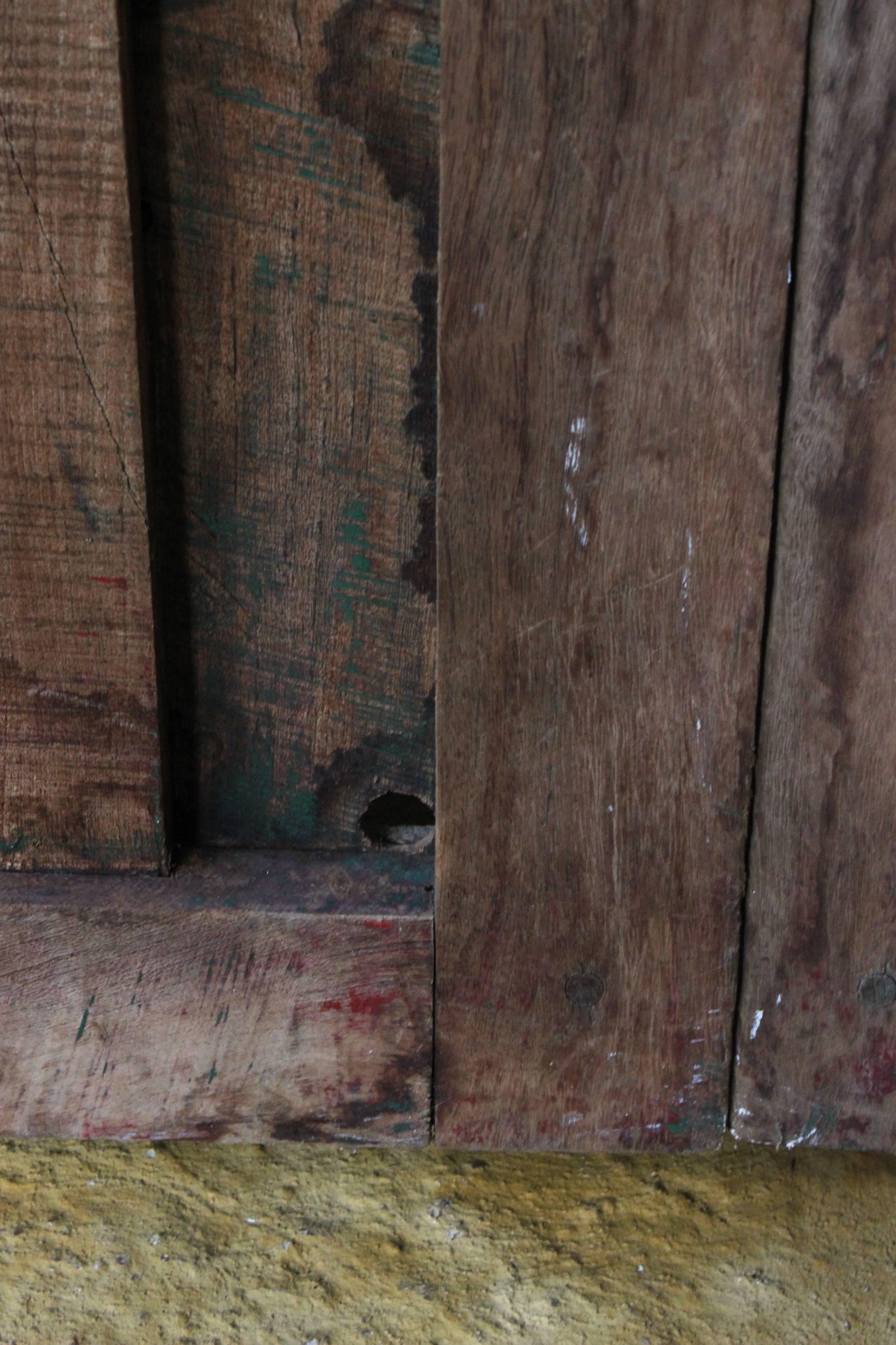 Folk Art Early 20th Century Solid Mesquite Wood Door Found in Western México