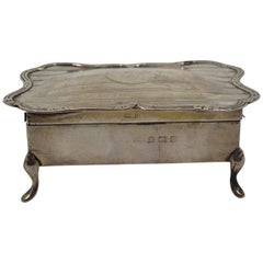 Early 20th Century Solid Silver Footed Jewellery Box Birmingham 1912