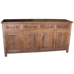 Early 20th Century Solid Teak Wood Entry Hall Credenza from Colonial Era Mansion