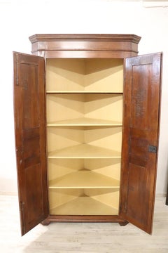 Early 20th Century  Solid Walnut Corner Cupboard or Corner Cabinet
