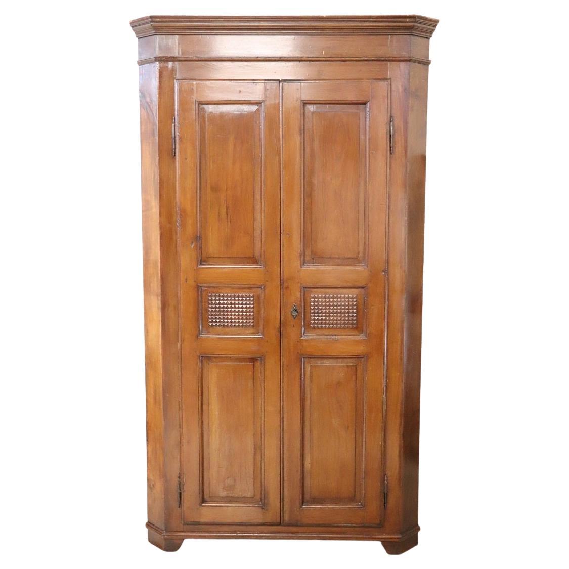 Early 20th Century  Solid Walnut Corner Cupboard or Corner Cabinet For Sale
