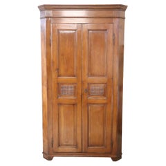 Antique Early 20th Century  Solid Walnut Corner Cupboard or Corner Cabinet