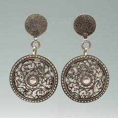Early 20th Century South Indian Silver Charm Earrings by Jewels