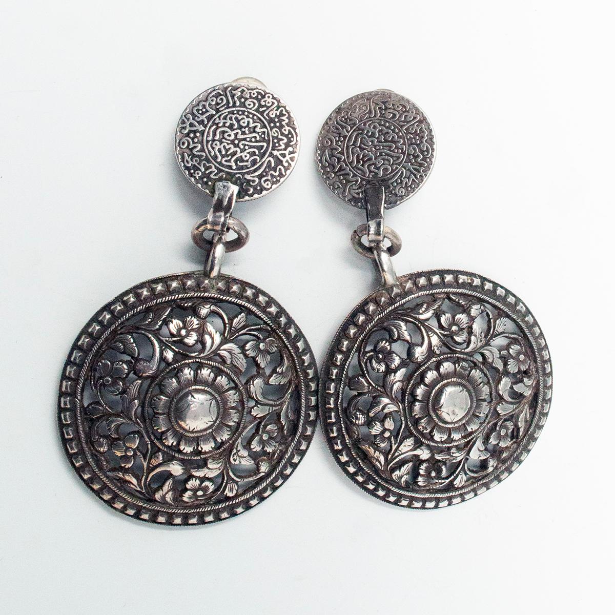 Women's Early 20th Century South Indian Silver Charm Earrings by Jewels For Sale