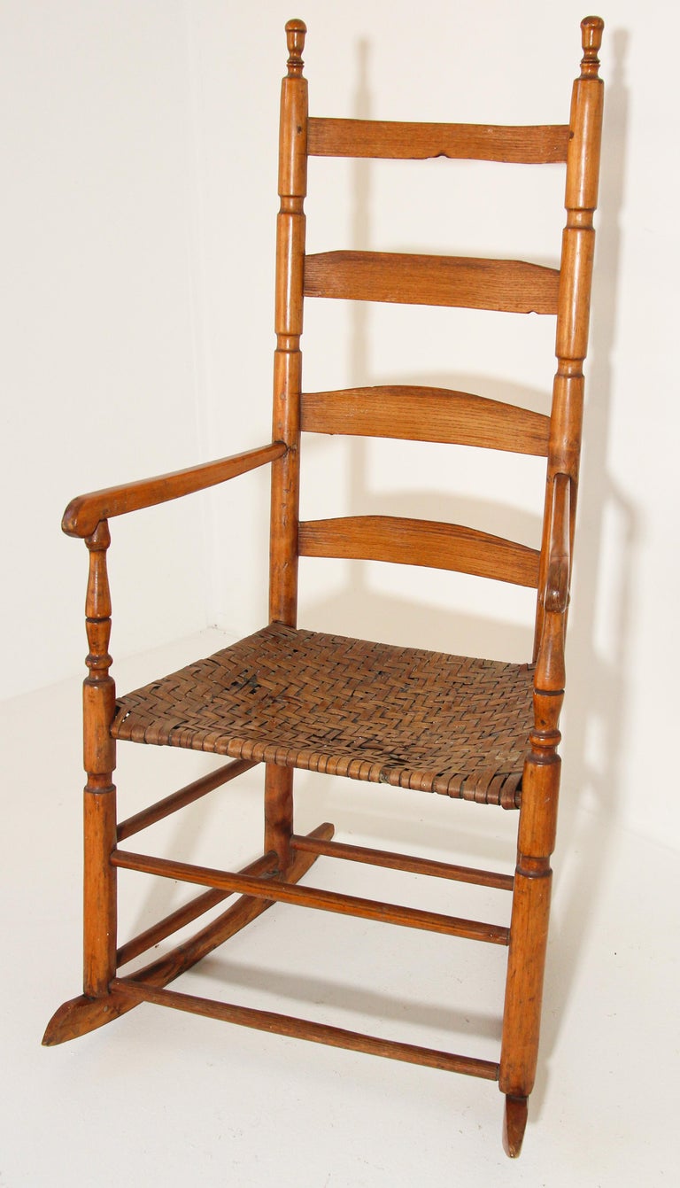 American Early 20th Century South West Ladder High Back Rocking Chair For Sale