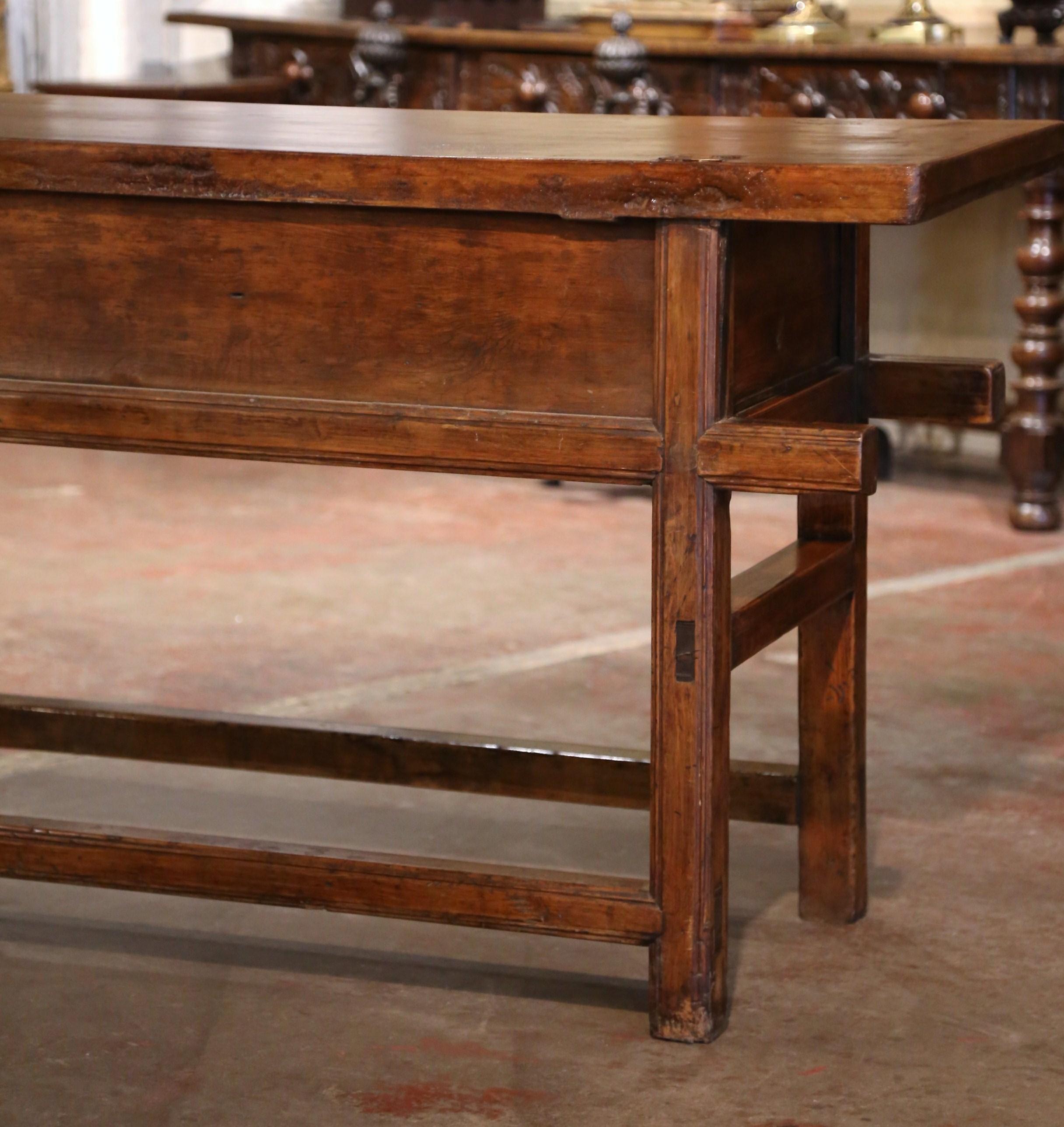 Early 20th Century Spanish Baroque Carved Pine & Oak Three-Drawer Console Table For Sale 9