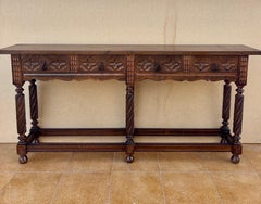 Table console en bois dur de style baroque espagnol du début du 20e siècle, années 1920