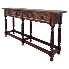 Table console en bois dur de style baroque espagnol du début du 20e siècle, années 1920