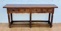 Early 20th Century Spanish Baroque Style Hardwood Console Table, 1930s