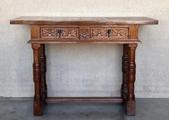 Early 20th Century Spanish Carved Console Table with Two drawers