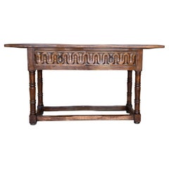 Early 20th Century Spanish Carved Console Table with Two drawers