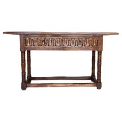 Antique Early 20th Century Spanish Carved Console Table with Two drawers