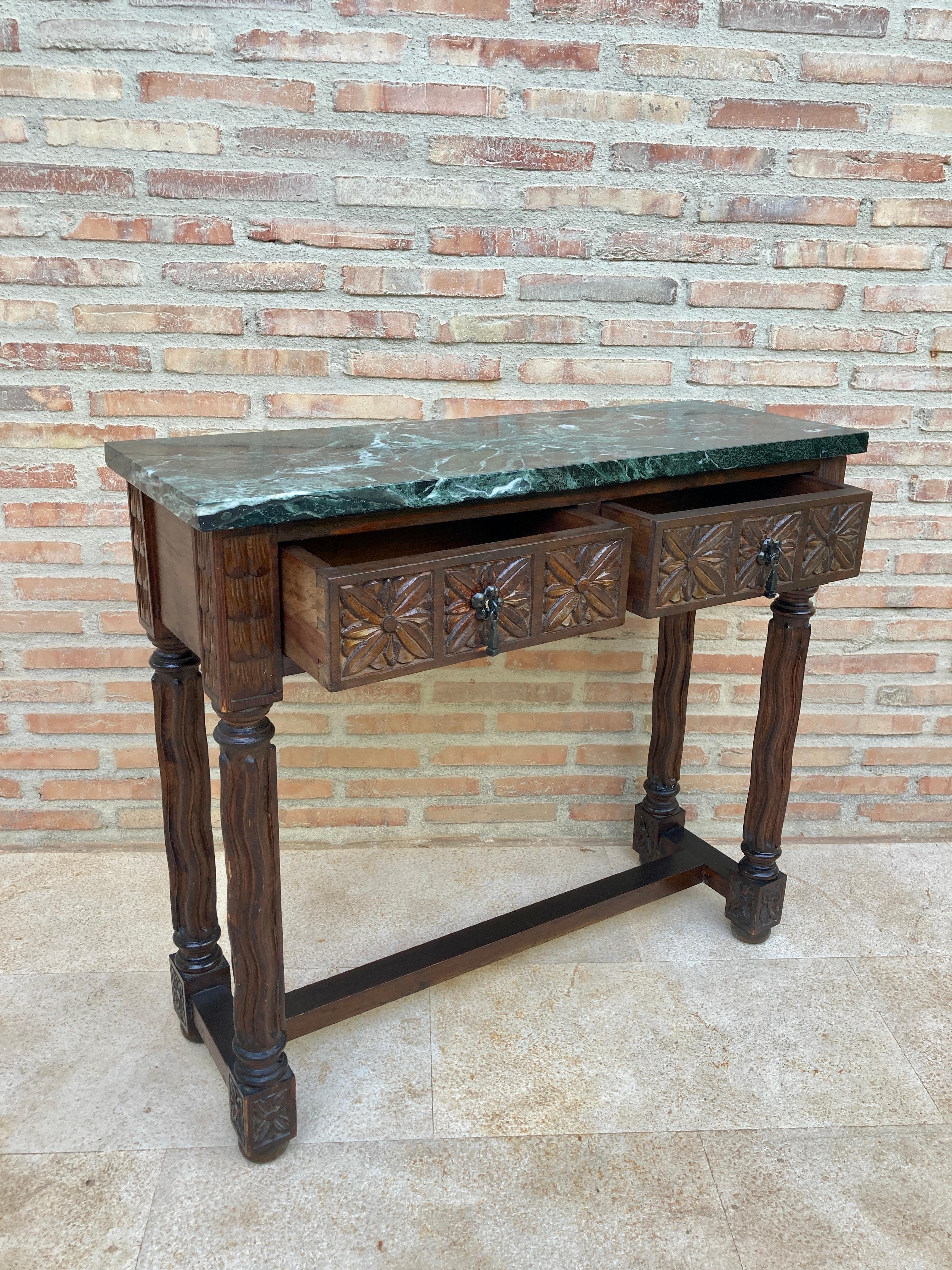 Spanish Colonial Early 20th Century Spanish Carved Walnut Console Table For Sale