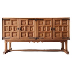 Antique Early 20th Century Spanish Carved Wooden Credenza