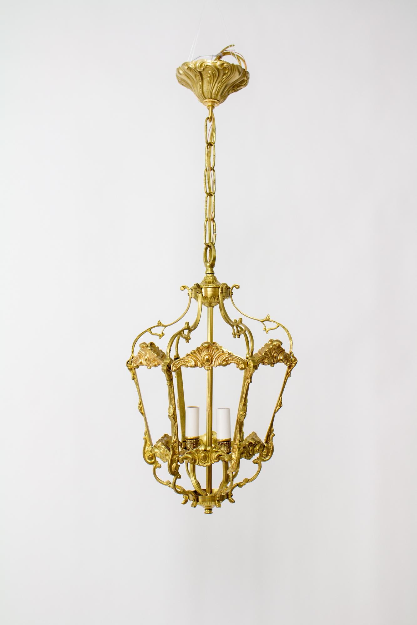 Early 20th Century Spanish Cast Brass Lantern For Sale 2