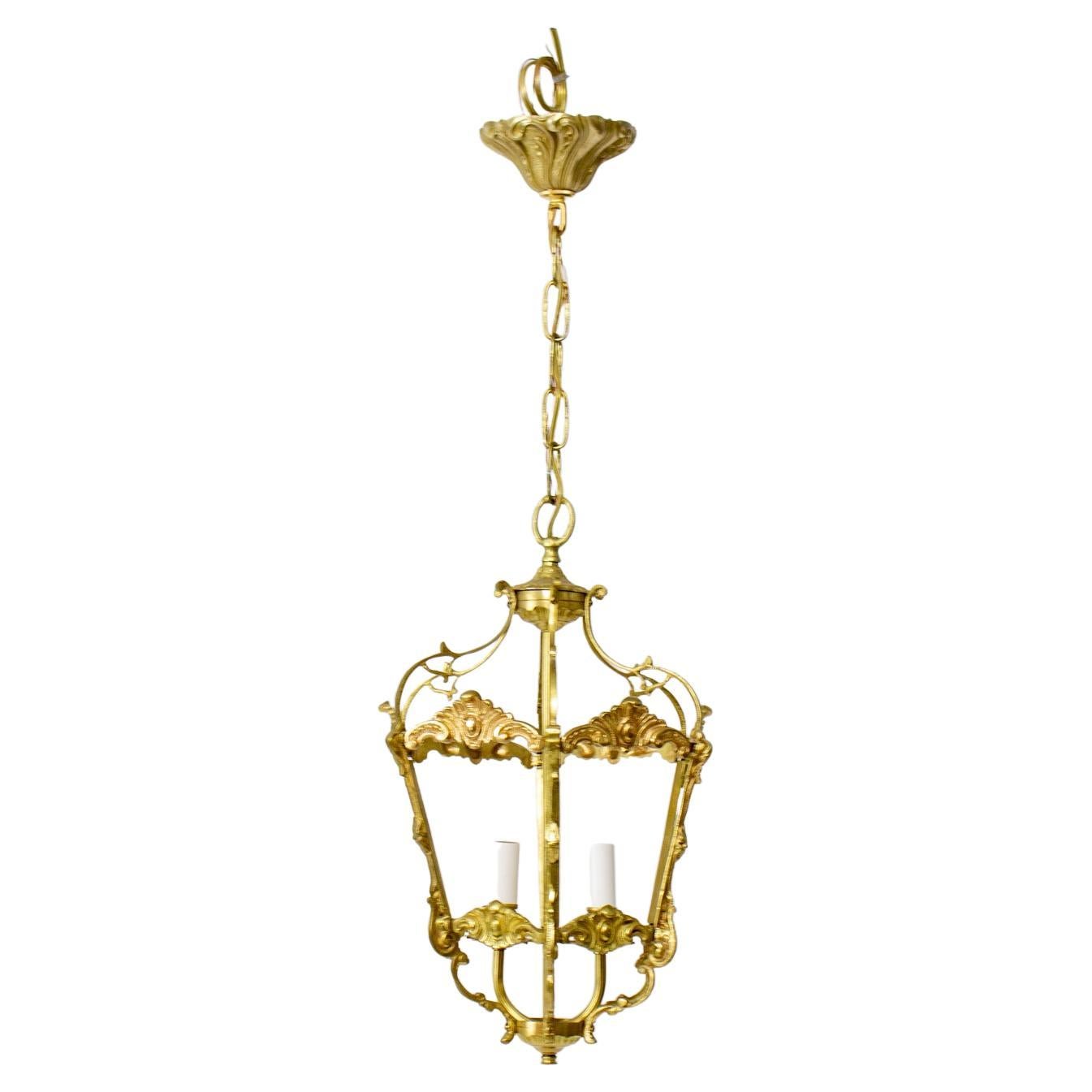 Early 20th Century Spanish Cast Brass Lantern For Sale