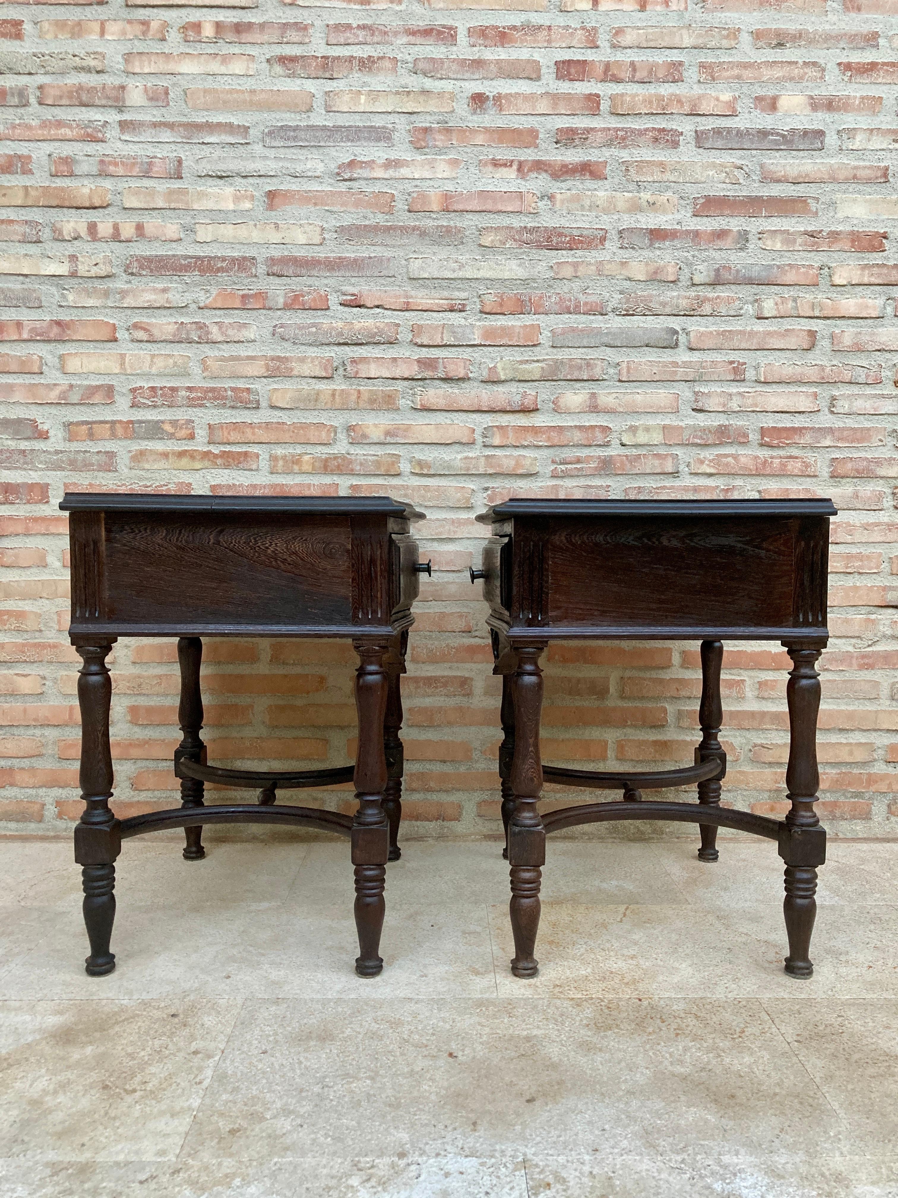 Early 20th Century Spanish Chestnut Nightstands with One Drawer and Metal Hardwa 5