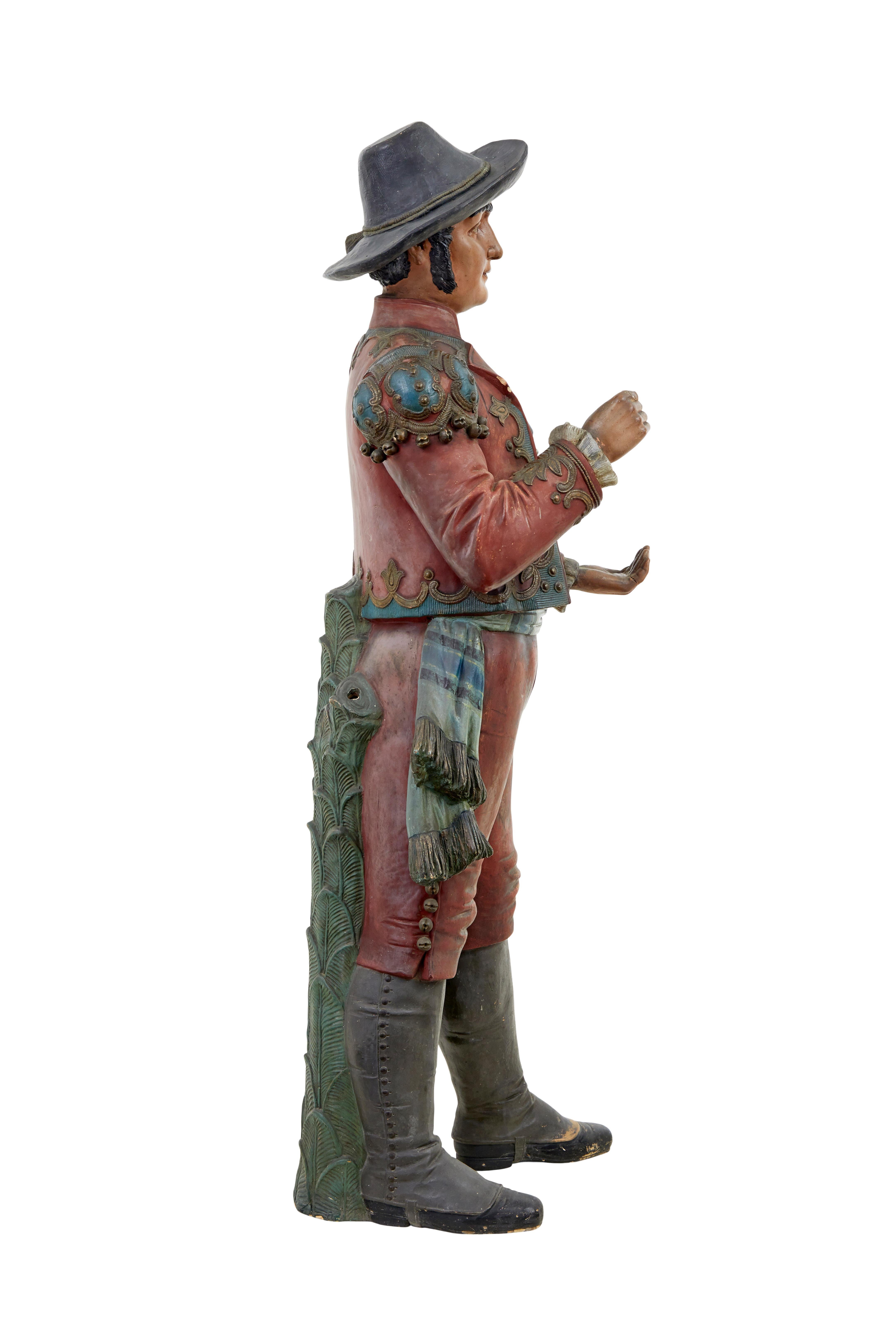 Hand-Crafted Early 20th century spanish figure terracotta planter For Sale