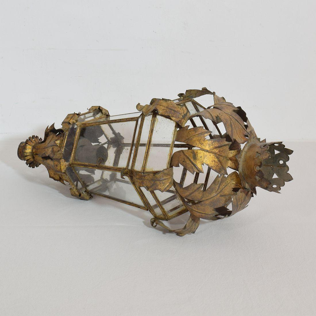 Early 20th Century Spanish Gilded Metal Lantern 10