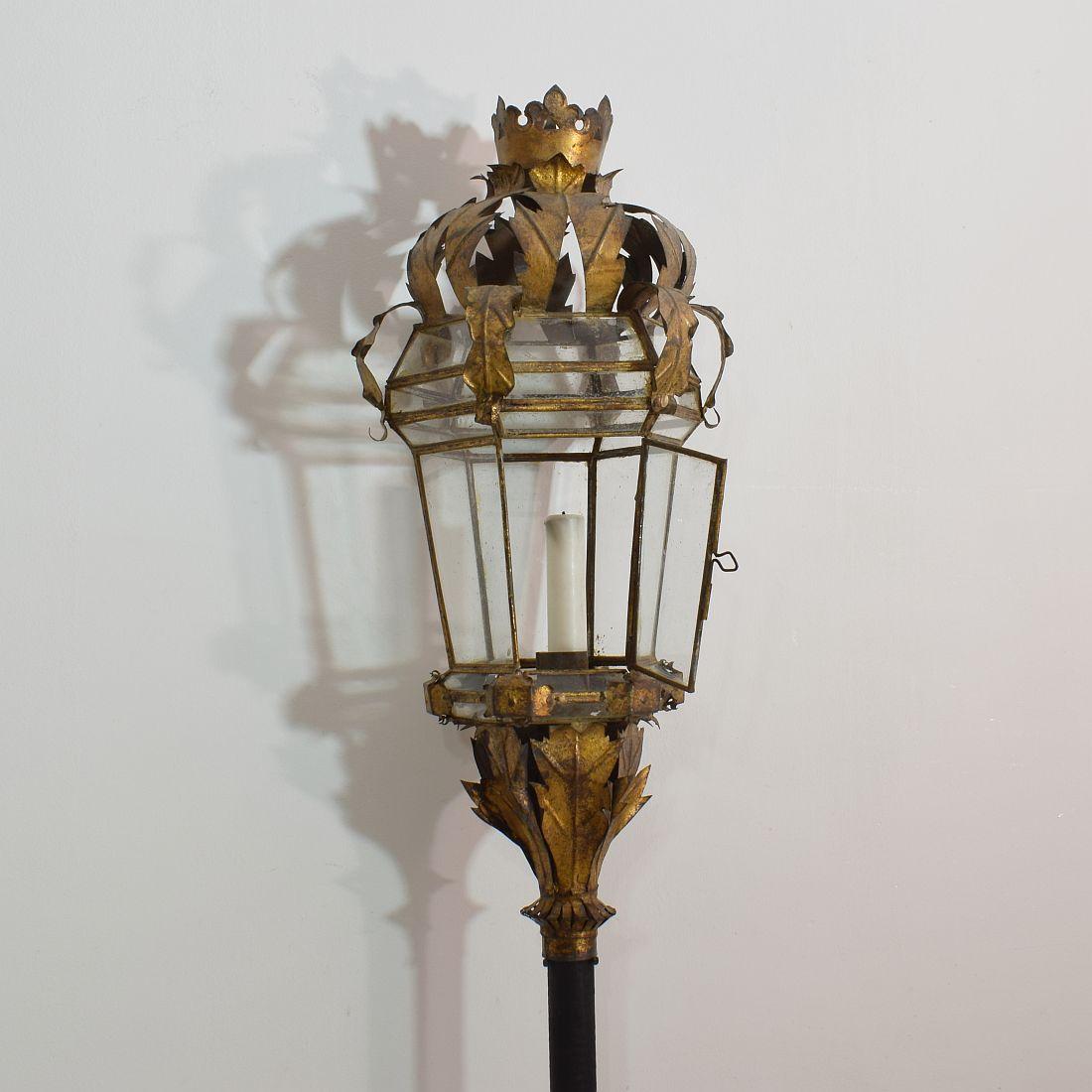 Hand-Crafted Early 20th Century Spanish Gilded Metal Lantern