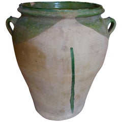 Early 20th Century Spanish Green and Brown Glazed Terracotta Vase
