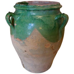 Early 20th Century Spanish Green and Brown Glazed Terracotta Vase
