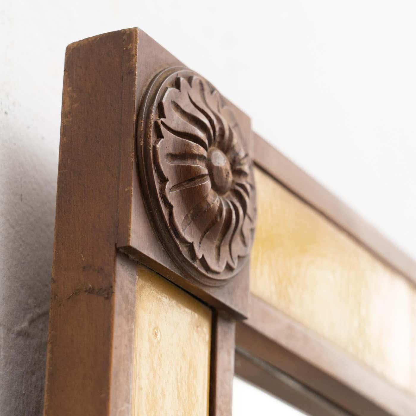 Miroir espagnol du début du 20e siècle fait à la main en bois et en carreaux de faïence en vente 8