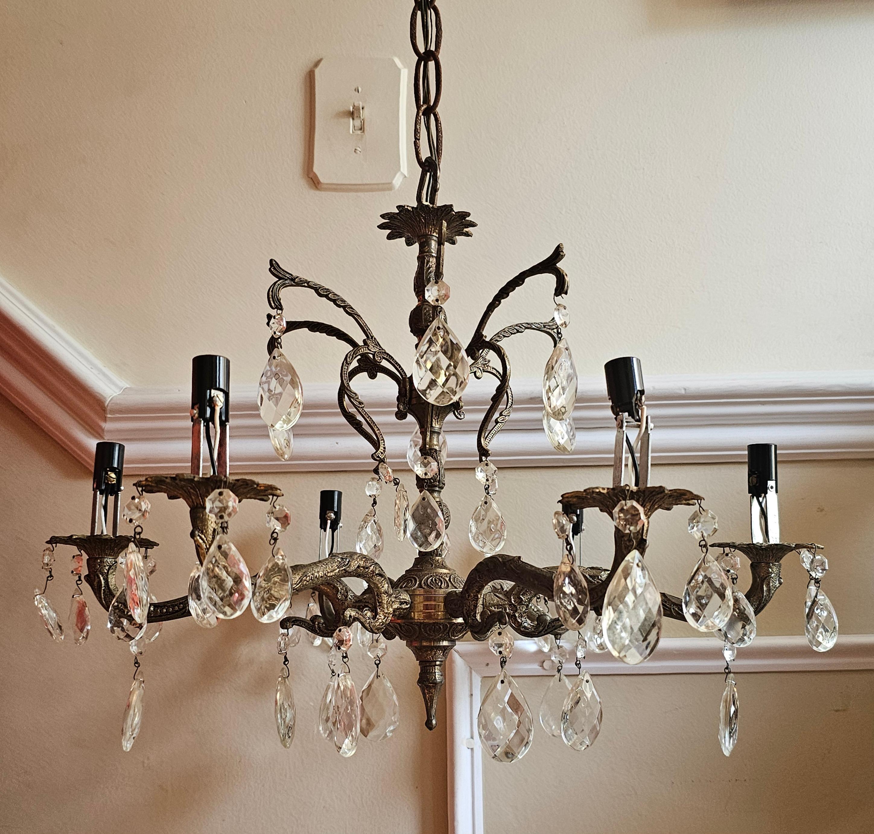 Altro Lampadario spagnolo in ottone antico in stile Luigi XIV dei primi del Novecento in vendita