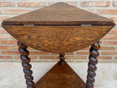 Early 20th Century Spanish Oak Folding Coffee Or Side Table With Solomonic Legs