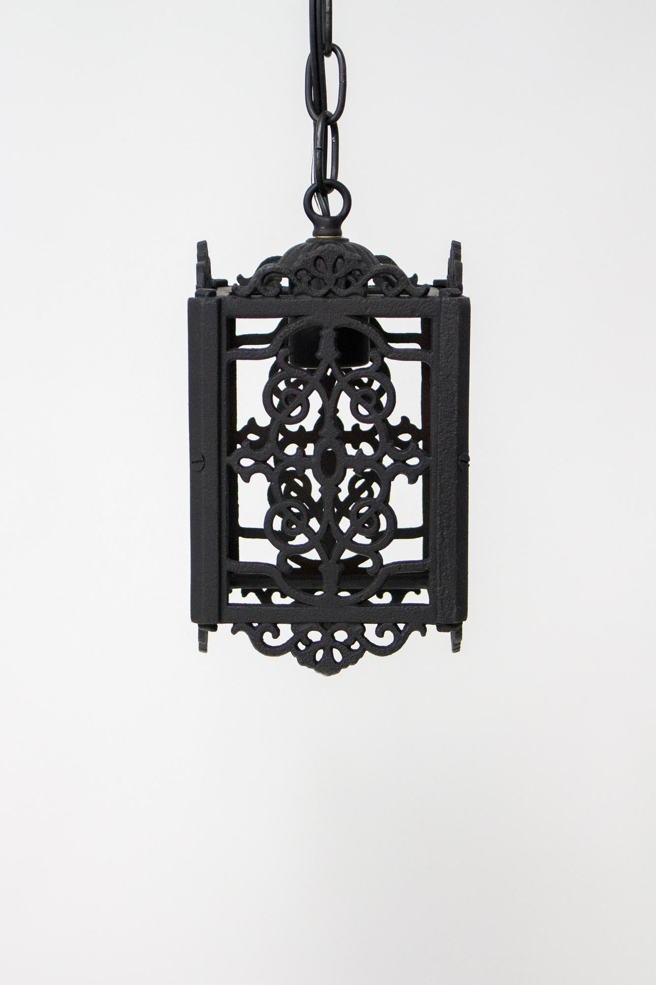 Spanish Colonial Early 20th Century Spanish Revival Square Cast Iron Lantern