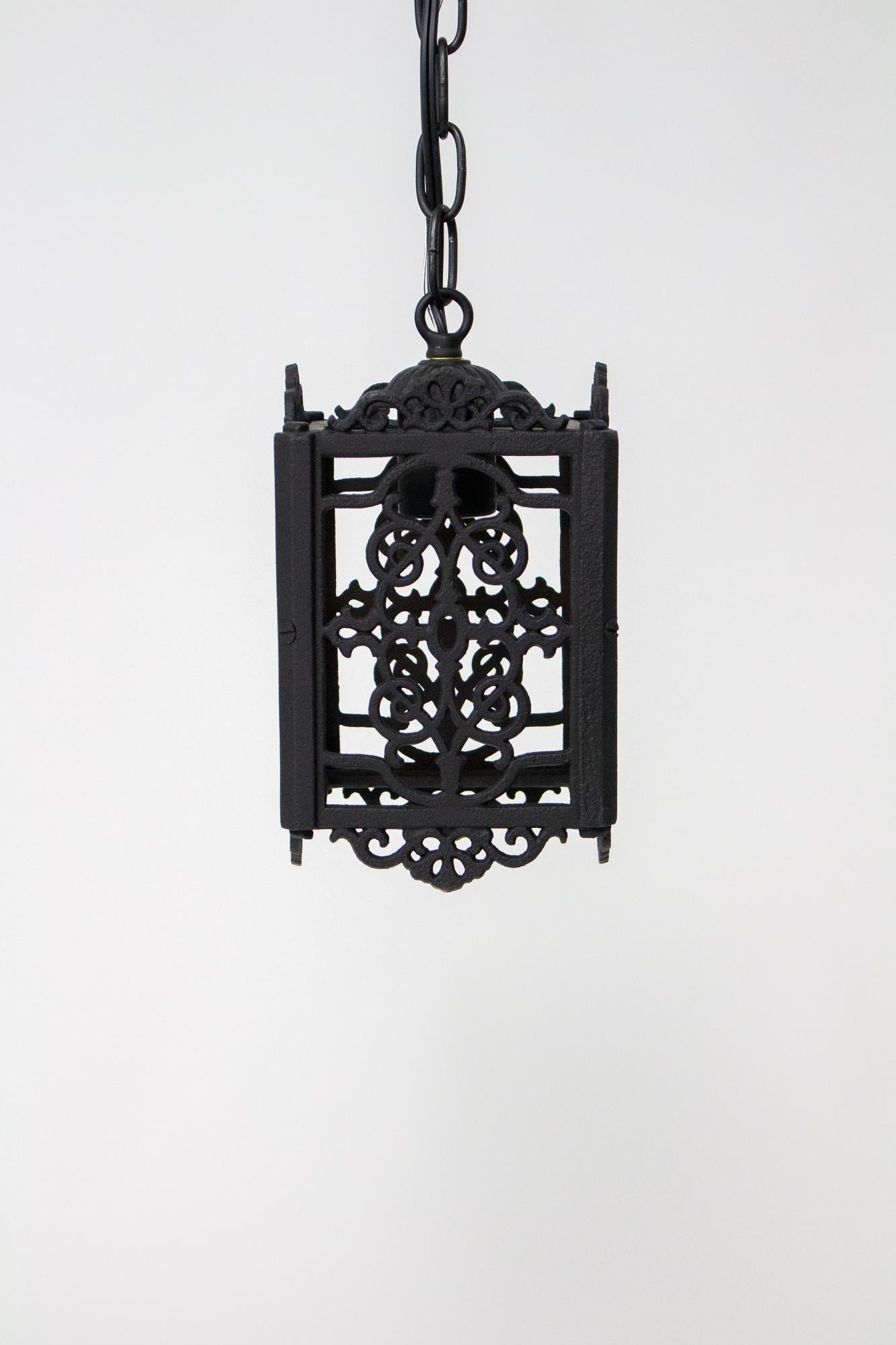 American Early 20th Century Spanish Revival Square Cast Iron Lantern