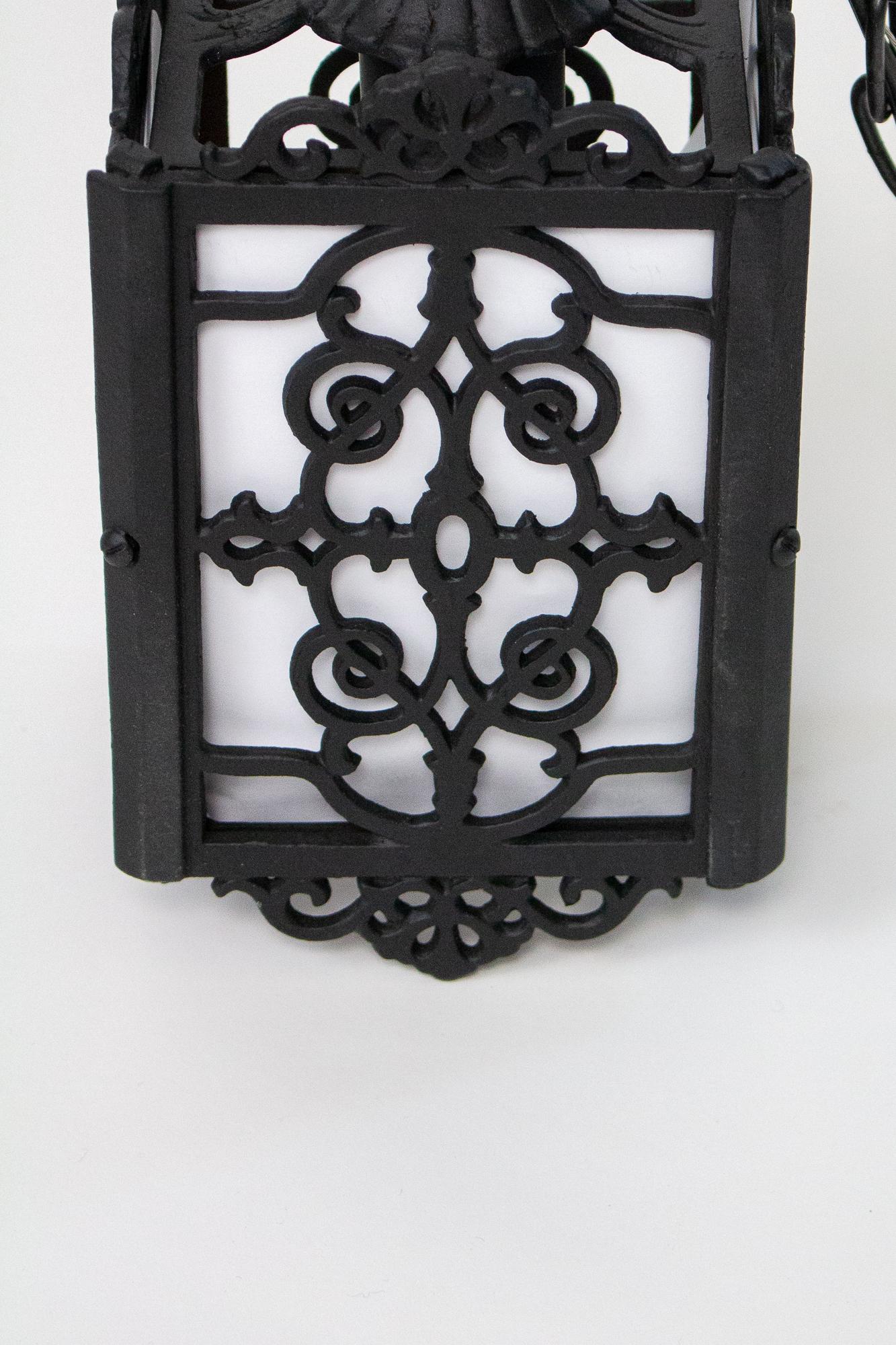 Early 20th Century Spanish Revival Square Cast Iron Lantern 2