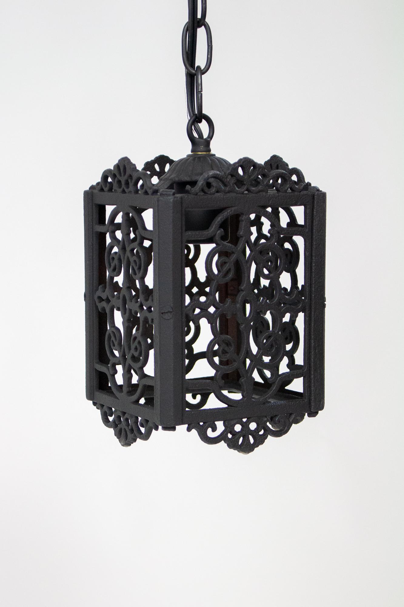 Early 20th Century Spanish Revival Square Cast Iron Lantern 4