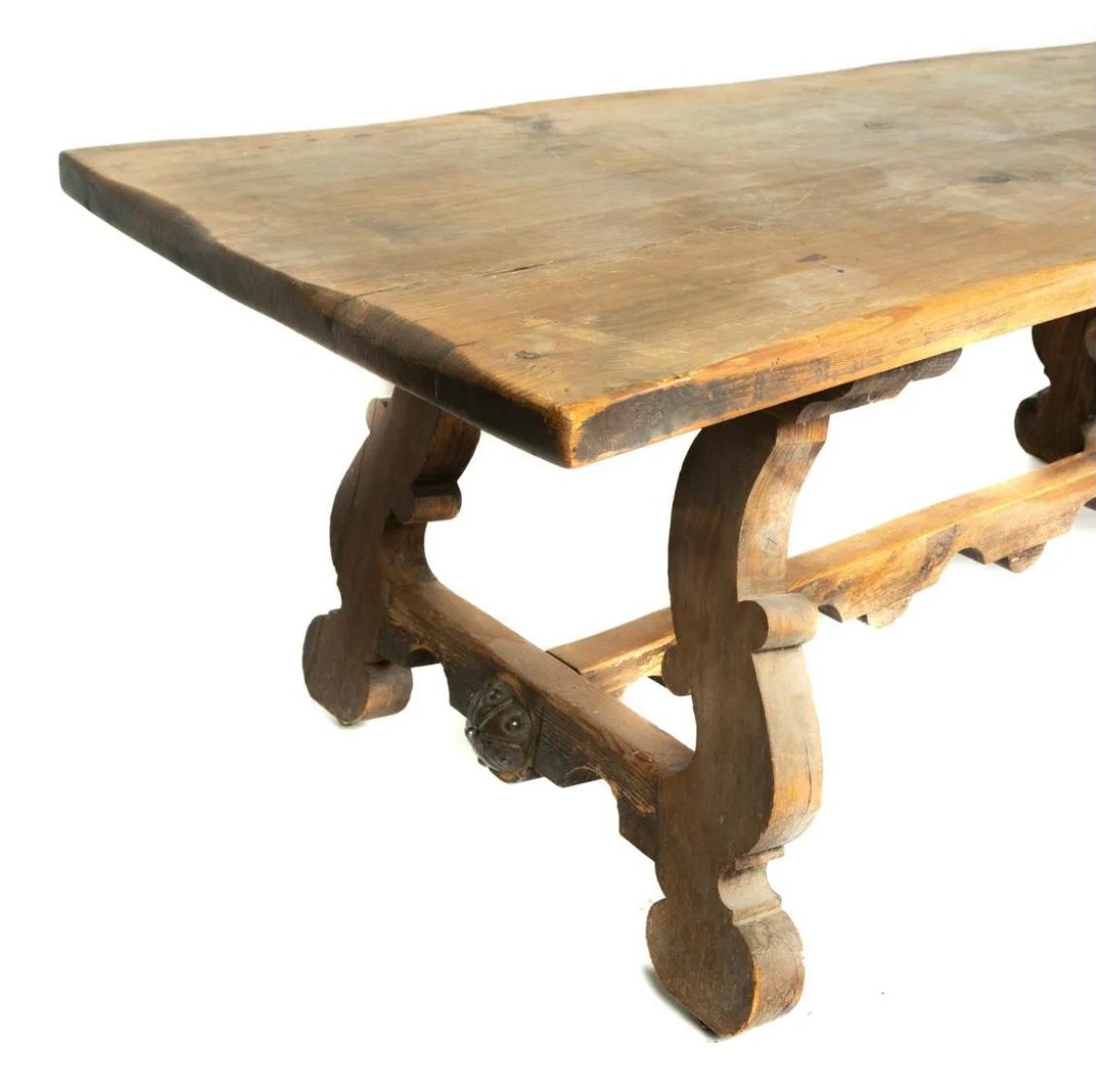 Early 20th Century Spanish Style Trestle Table In Good Condition In Bradenton, FL