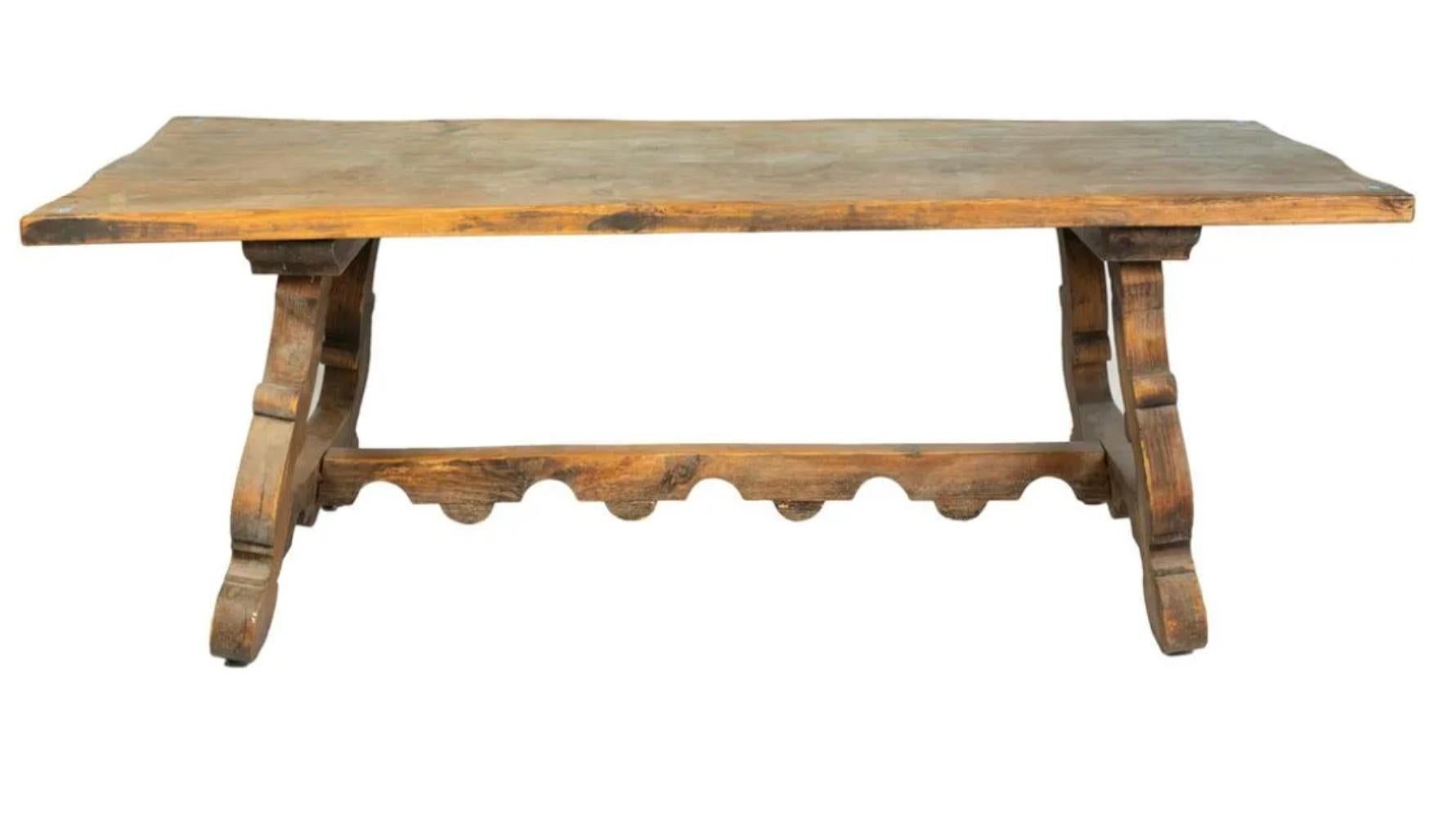 Pine Early 20th Century Spanish Style Trestle Table