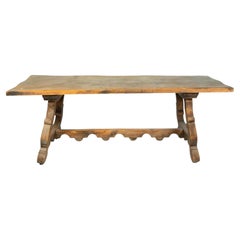 Antique Early 20th Century Spanish Style Trestle Table