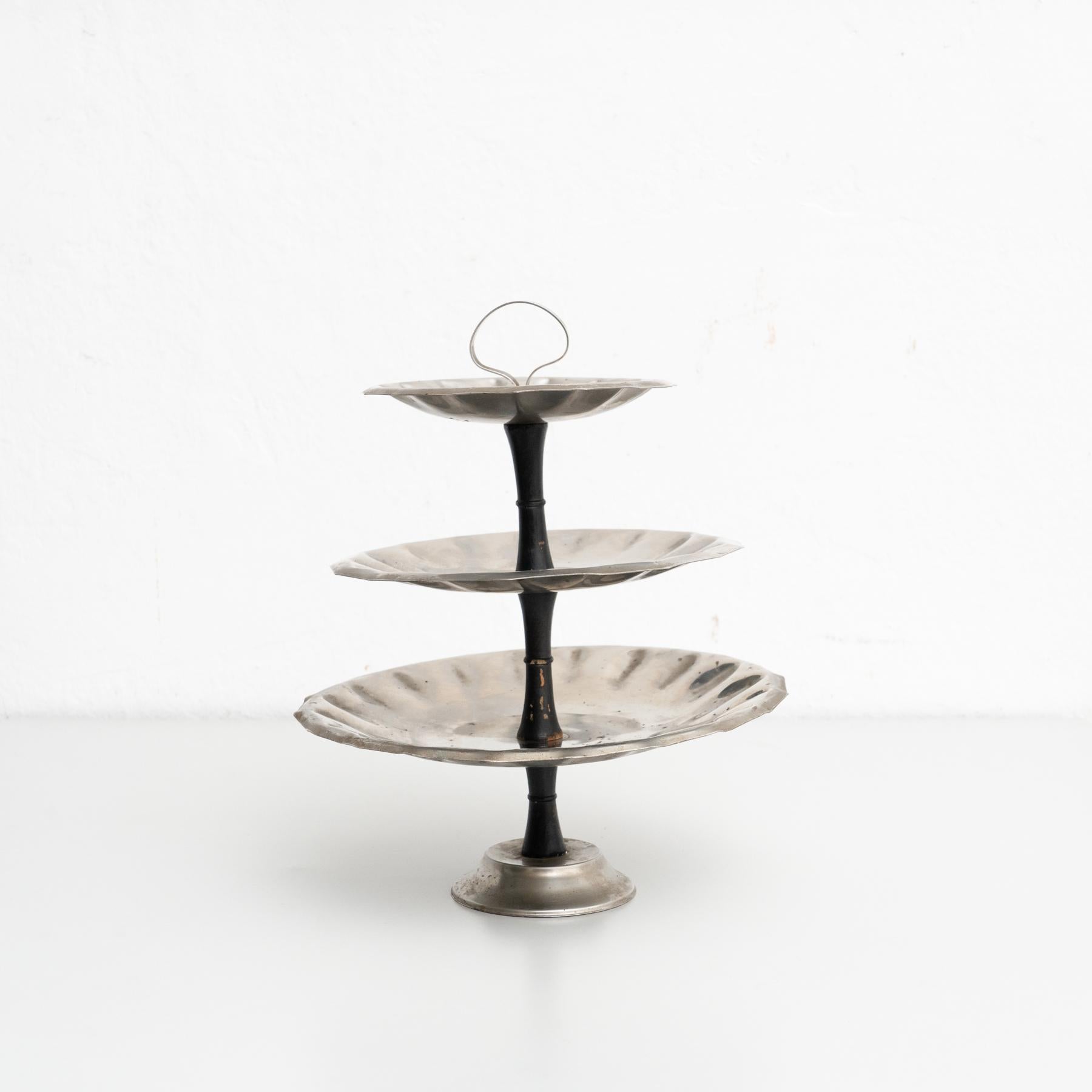Metal Early 20th Century Spanish Three Tier Dessert Stand For Sale