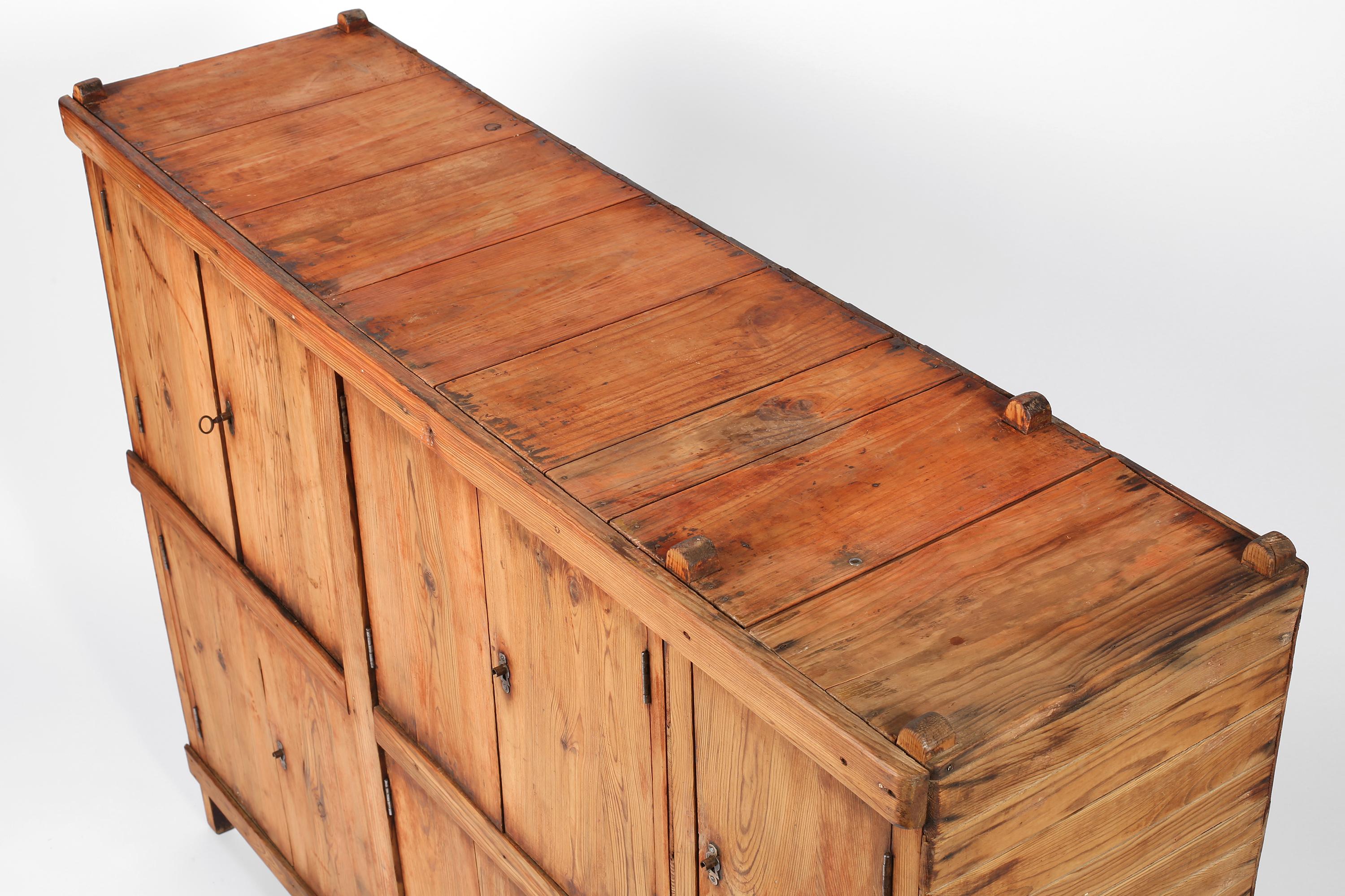 Early 20th Century Spanish Utilitarian Pine Cabinet For Sale 1