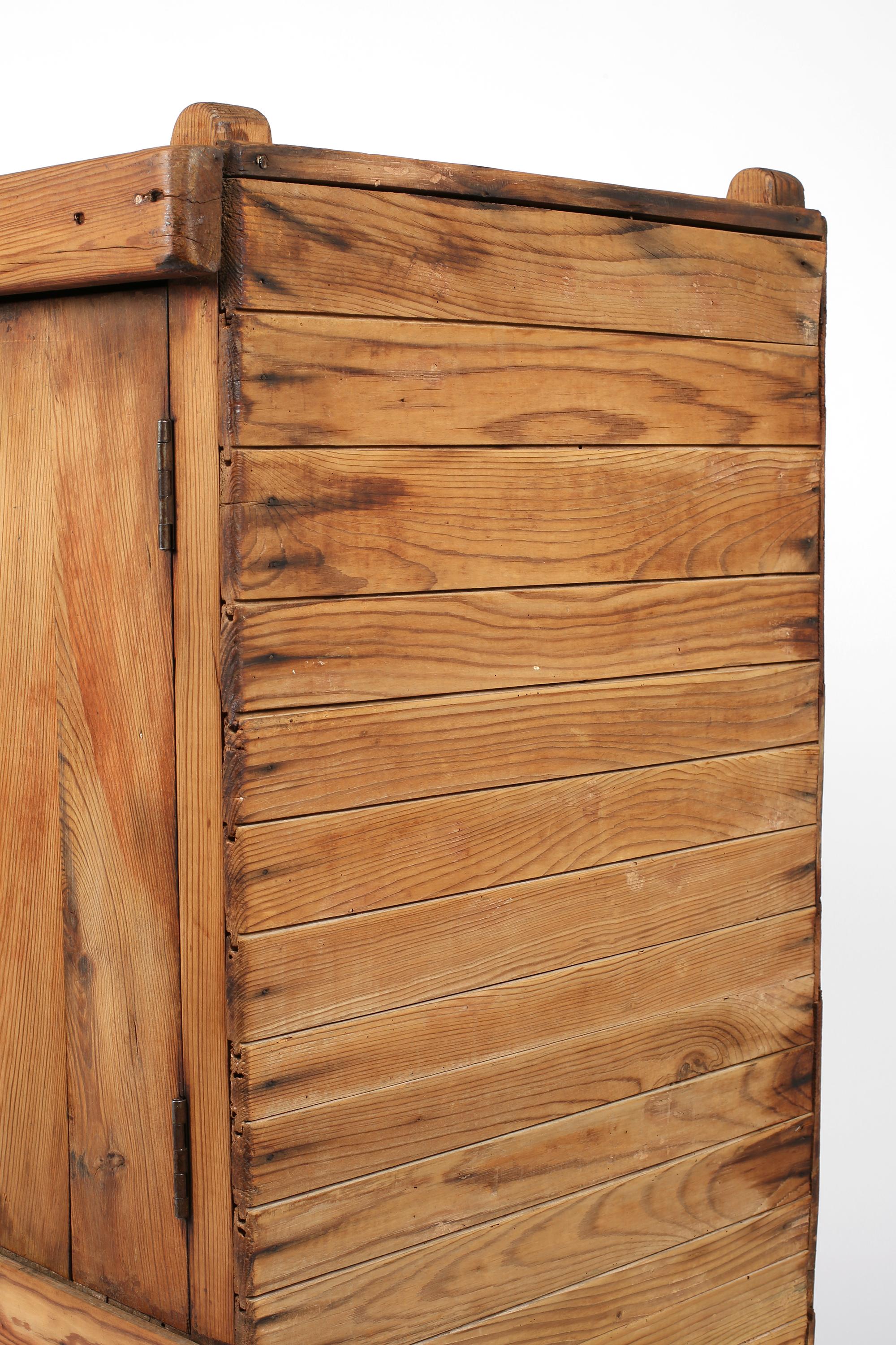 Early 20th Century Spanish Utilitarian Pine Cabinet For Sale 2