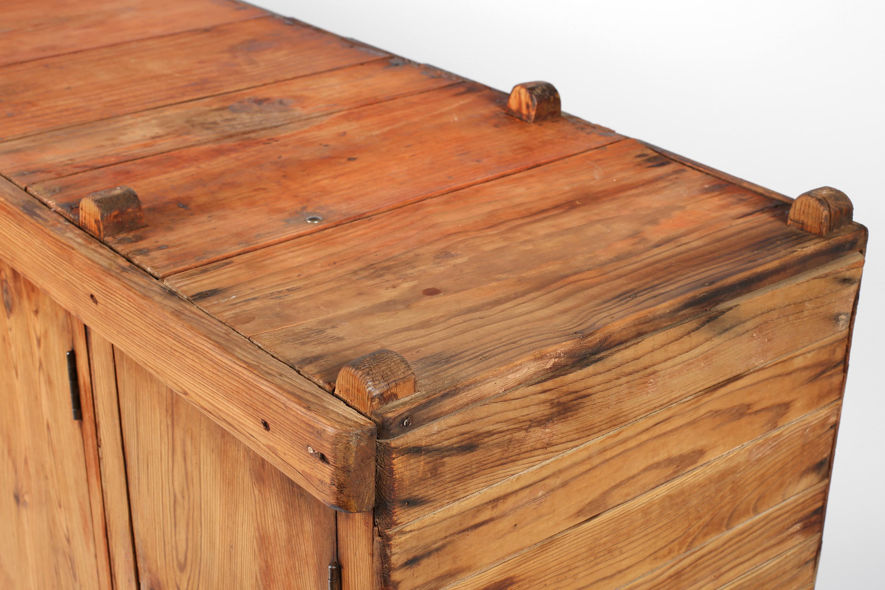 Early 20th Century Spanish Utilitarian Pine Cabinet For Sale 3