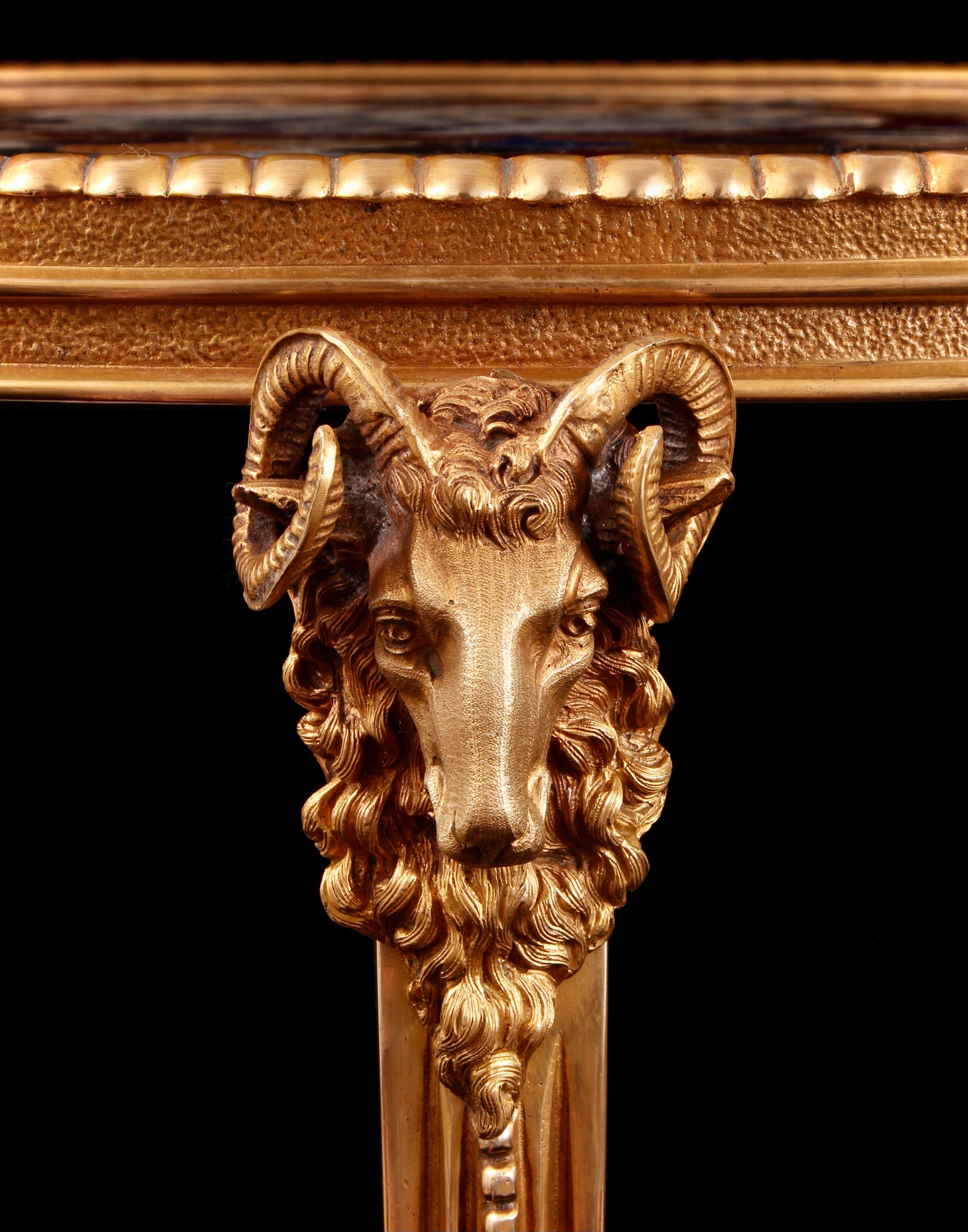 Vergoldeter Bronze-Tisch aus Marmor und Halbedelstein aus dem frühen 20. Jahrhundert im Angebot 2