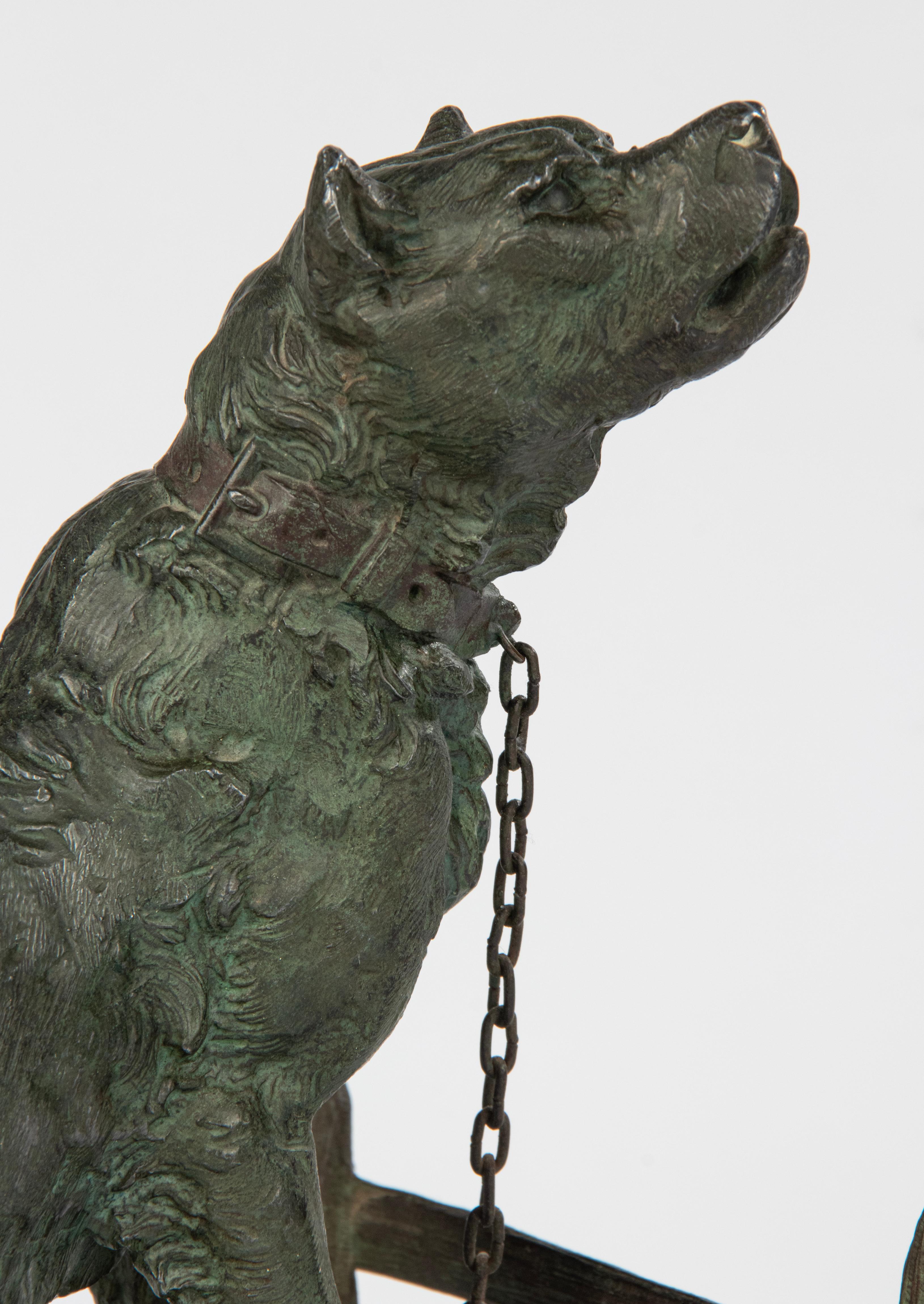Early 20th Century Spelter Sculpture of a Guard Dog - After Charles Valton For Sale 2