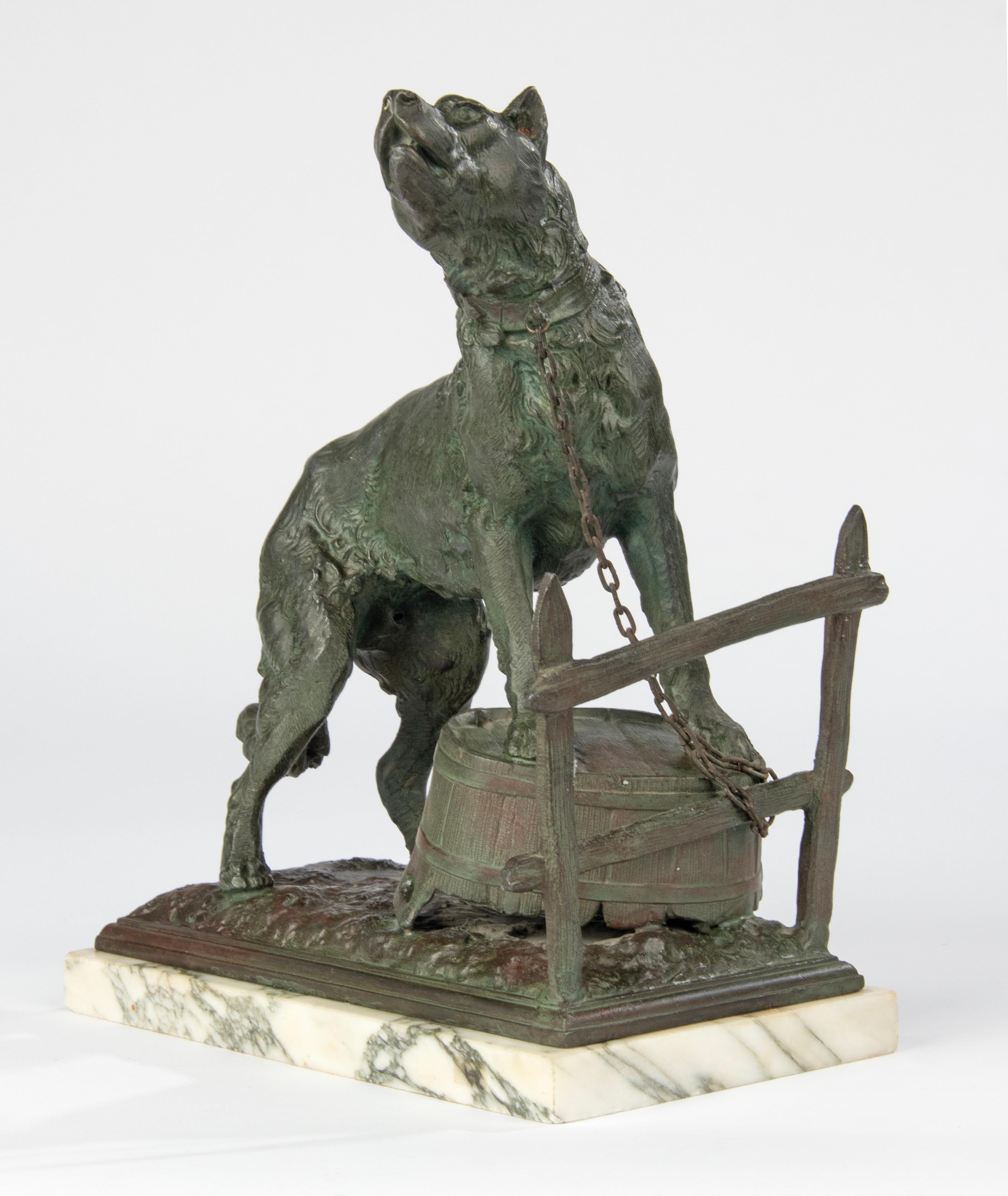 Early 20th Century Spelter Sculpture of a Guard Dog - After Charles Valton For Sale 4