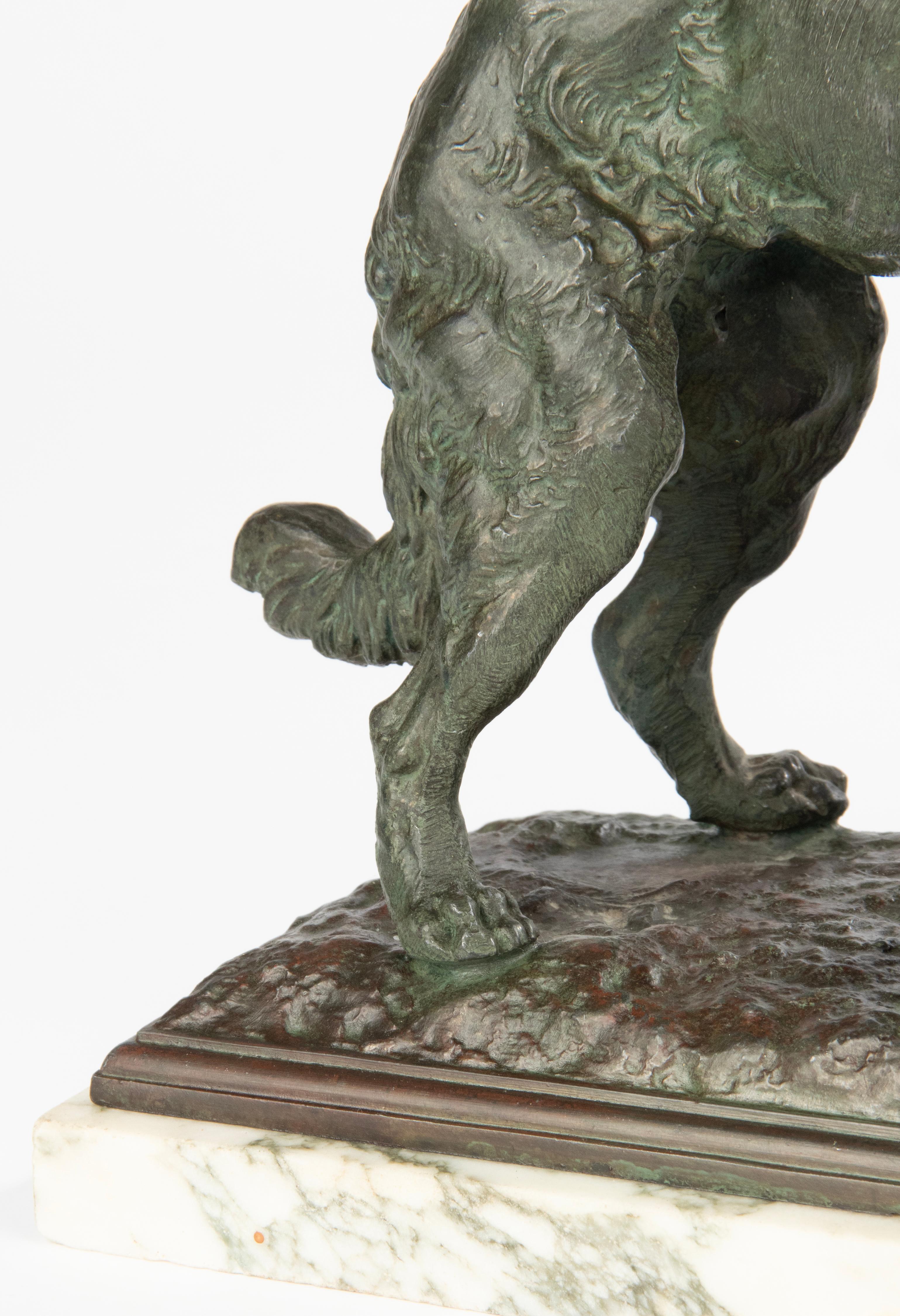 Early 20th Century Spelter Sculpture of a Guard Dog - After Charles Valton For Sale 5