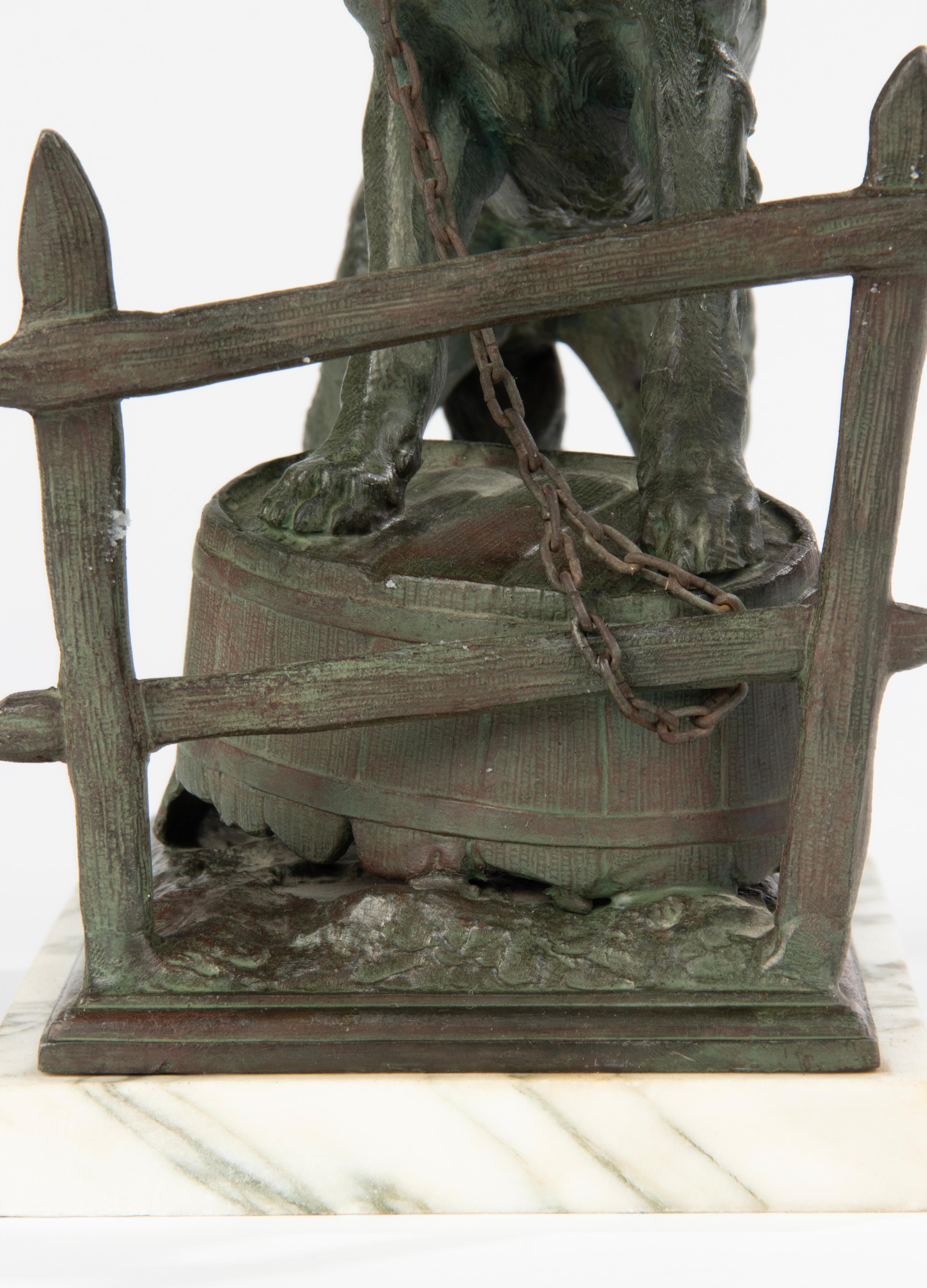 Early 20th Century Spelter Sculpture of a Guard Dog - After Charles Valton For Sale 6