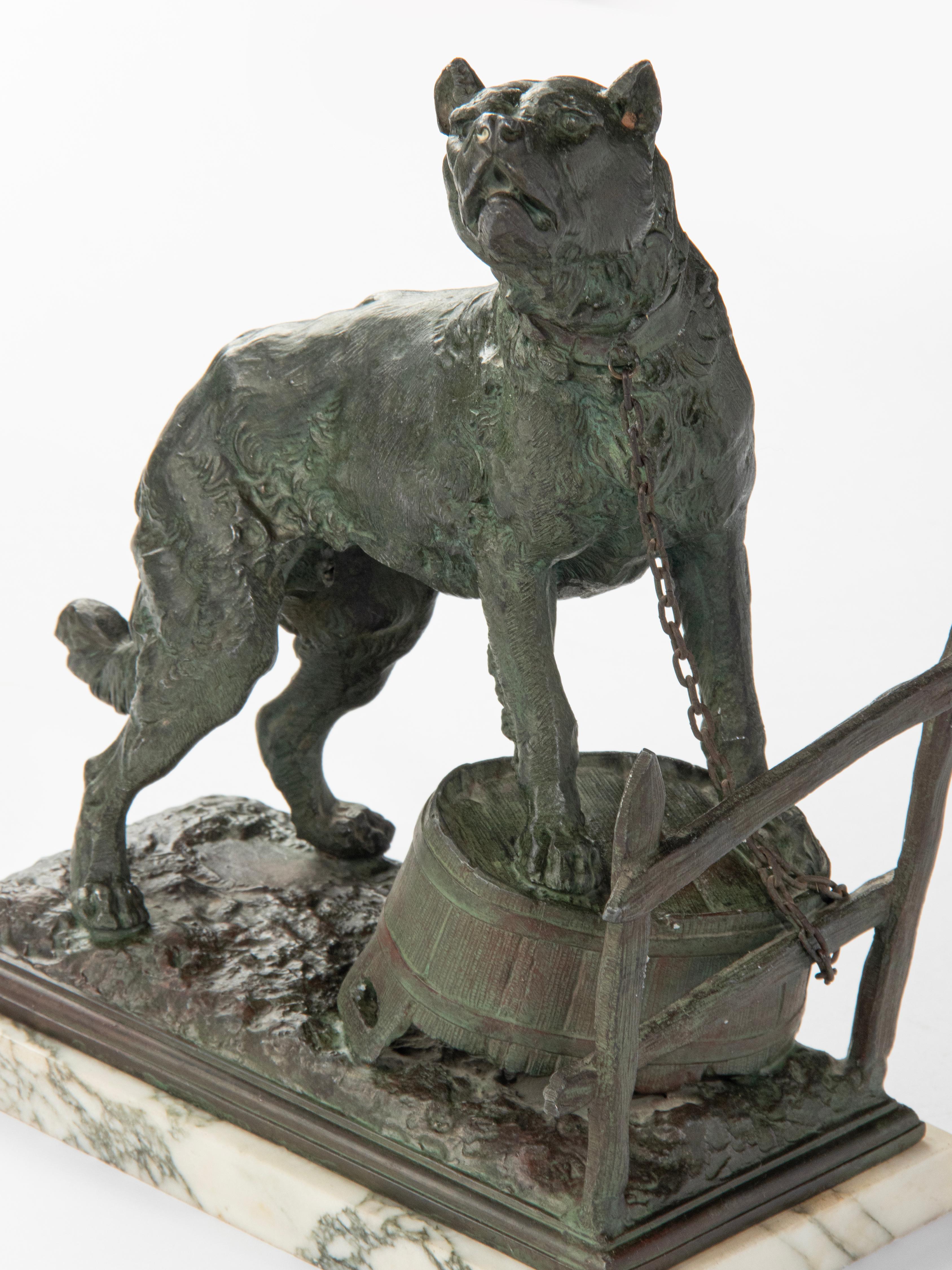 Early 20th Century Spelter Sculpture of a Guard Dog - After Charles Valton For Sale 7
