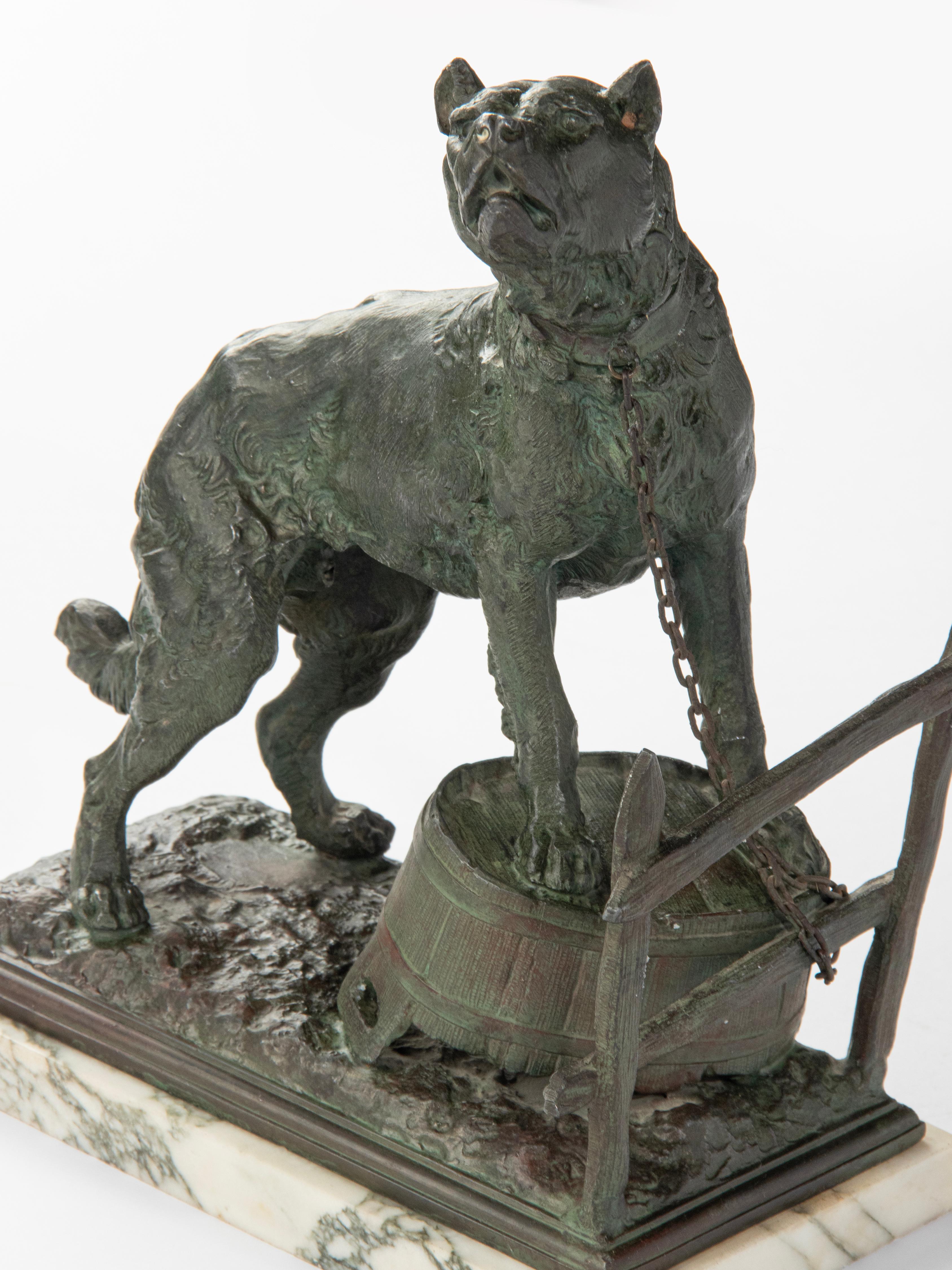 Sculpture en étain du début du 20e siècle d'un chien de garde - d'après Charles Valton en vente 5