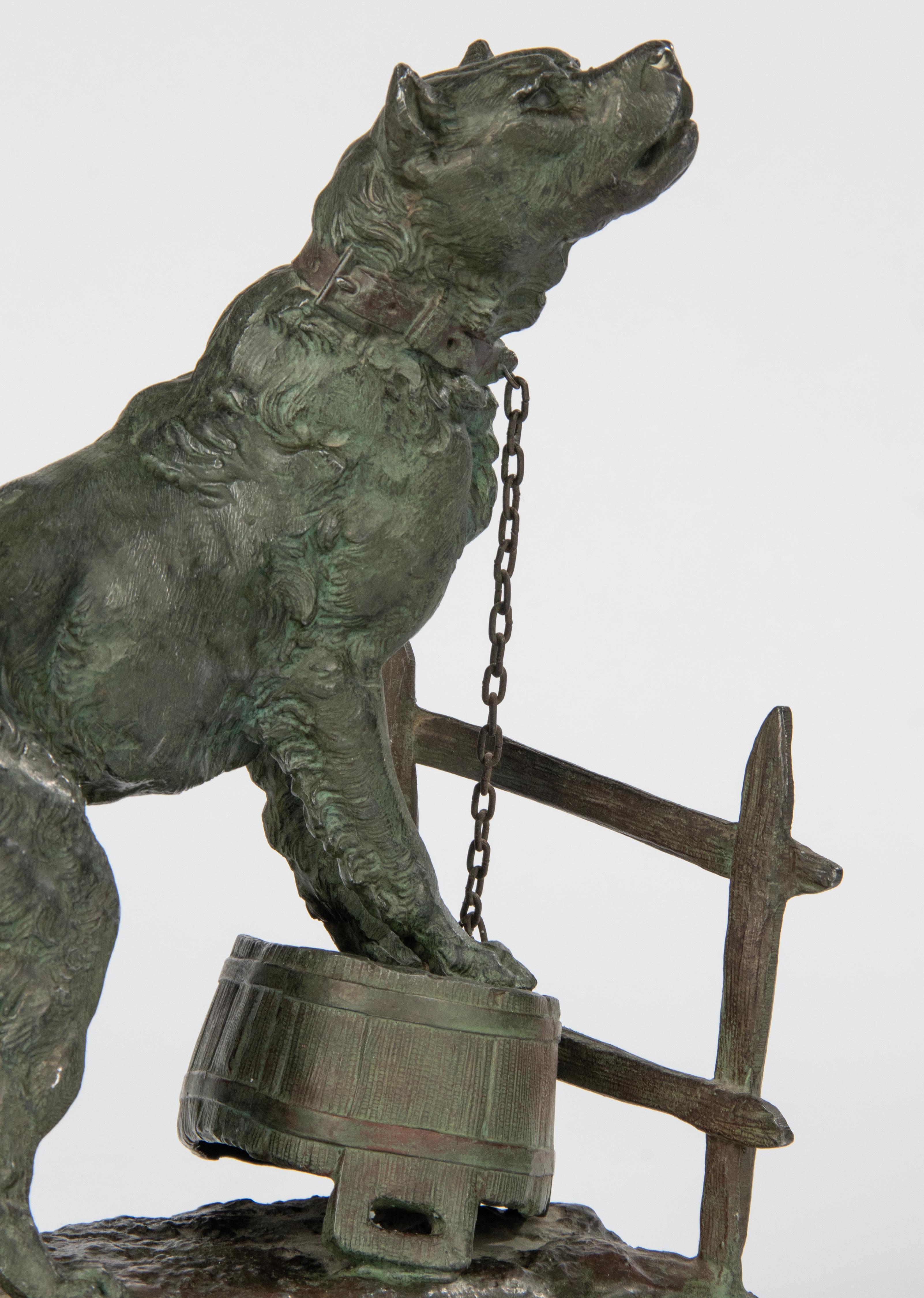 Early 20th Century Spelter Sculpture of a Guard Dog - After Charles Valton For Sale 9
